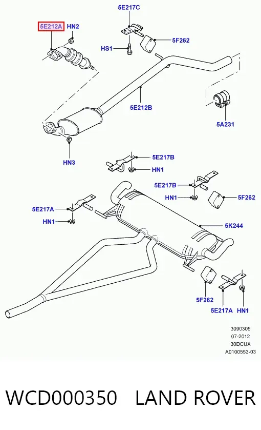 Приёмная труба WCD000350 Land Rover