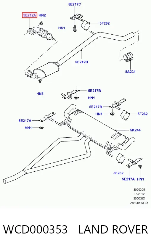 Приёмная труба WCD000353 Land Rover