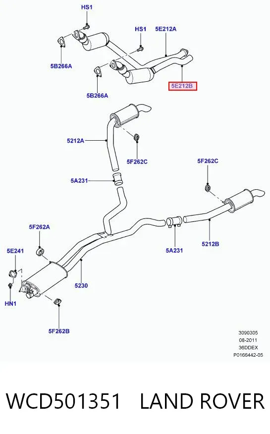 Труба приемная (штаны) глушителя передняя левая WCD501351 Land Rover