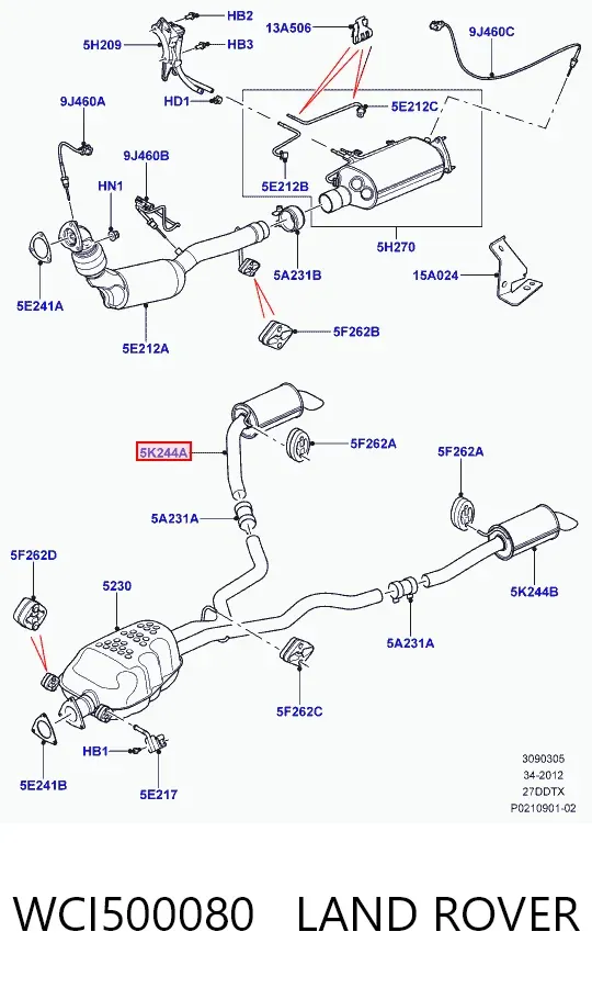 Глушитель задний WCI500080 Land Rover