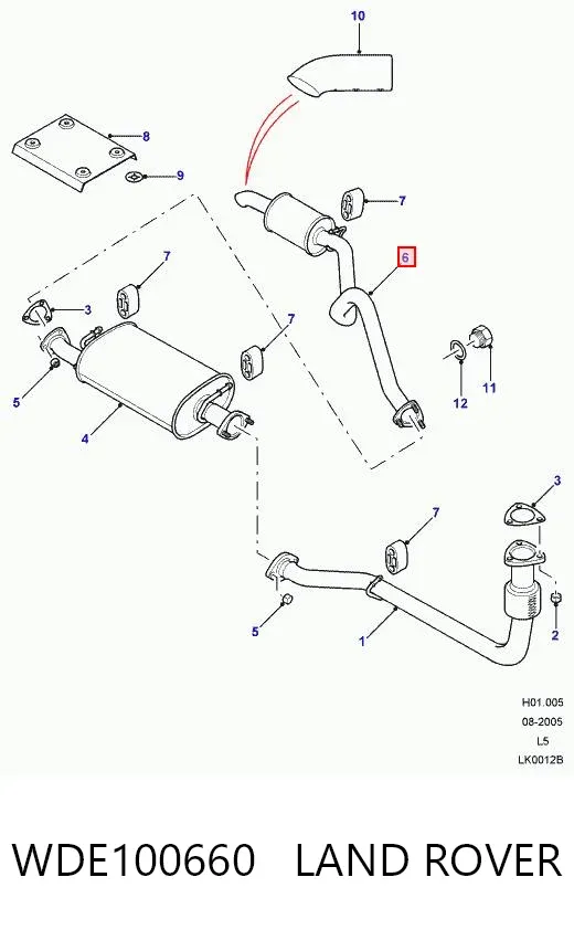 Глушитель задний WDE100660 Land Rover