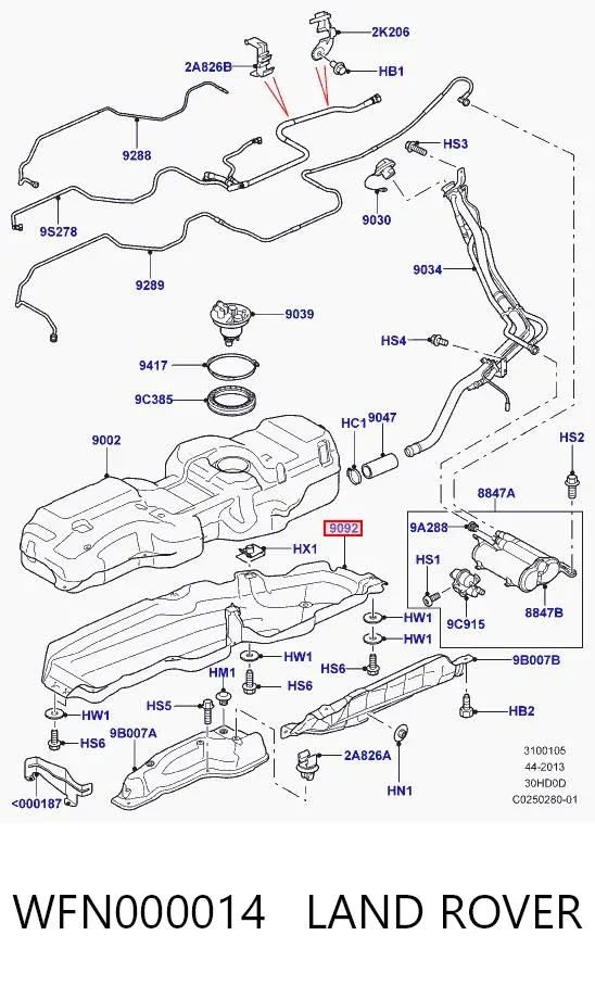 Защита днища, топливного бака WFN000014 Land Rover