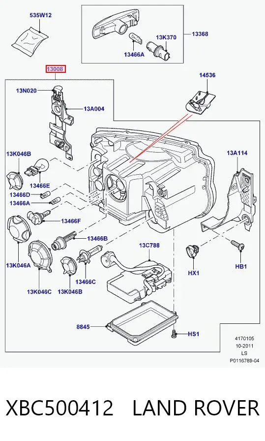 Левая фара XBC500412 Land Rover
