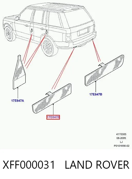 Левый отражатель заднего бампера XFF000031 Land Rover