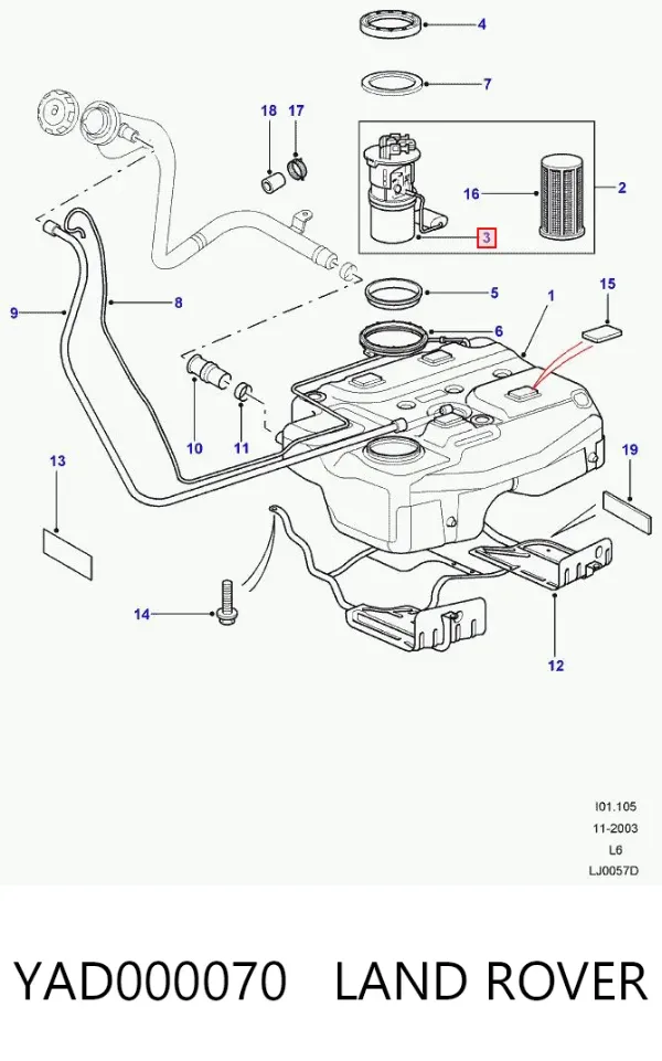 Датчик уровня топлива YAD000070 Land Rover