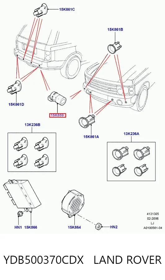 Парктроники задние YDB500370CDX Land Rover