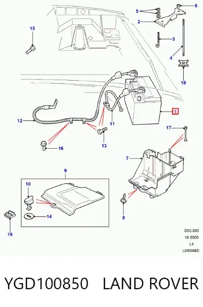 Акумулятор Ленд Ровер 105 А/г 12 В (YGD100850)