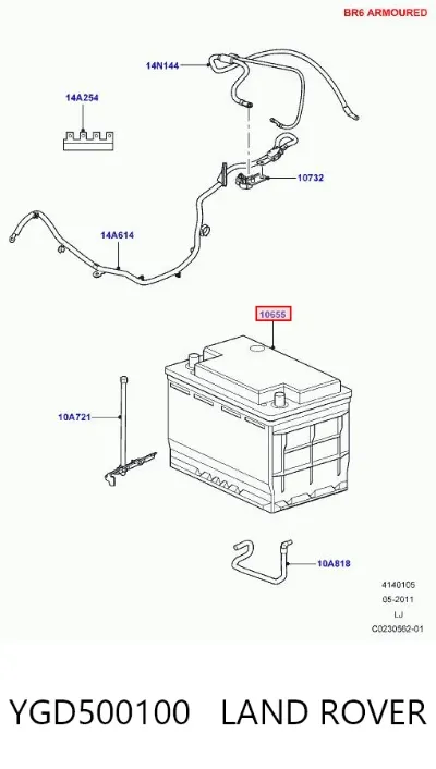 Авто акумулятор Ленд Ровер 70 А/г 12 В (YGD500100)