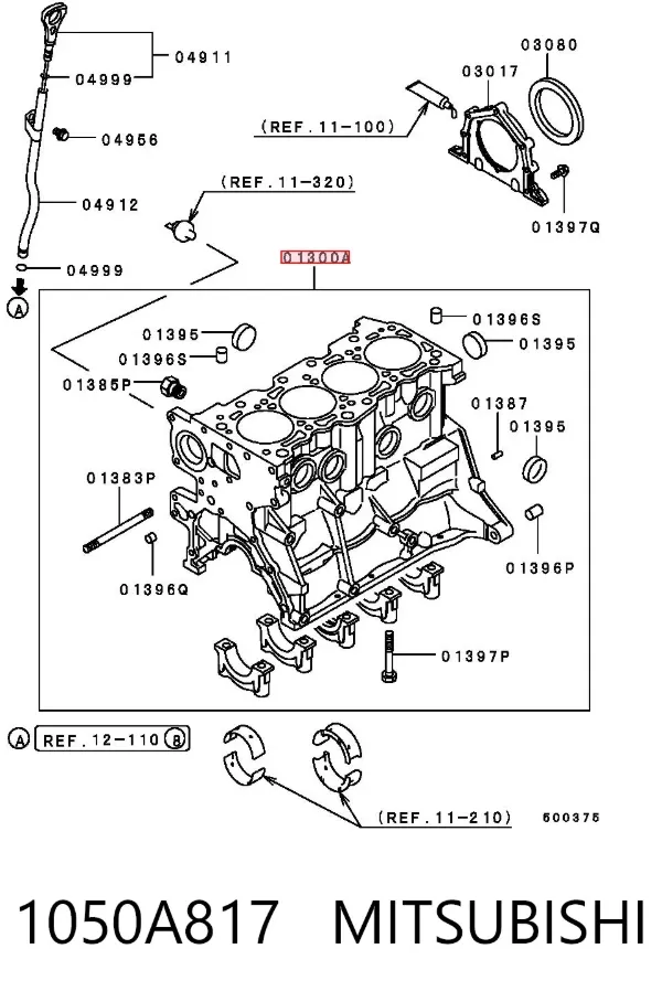 Блок цилиндров двигателя 1050A817 Mitsubishi