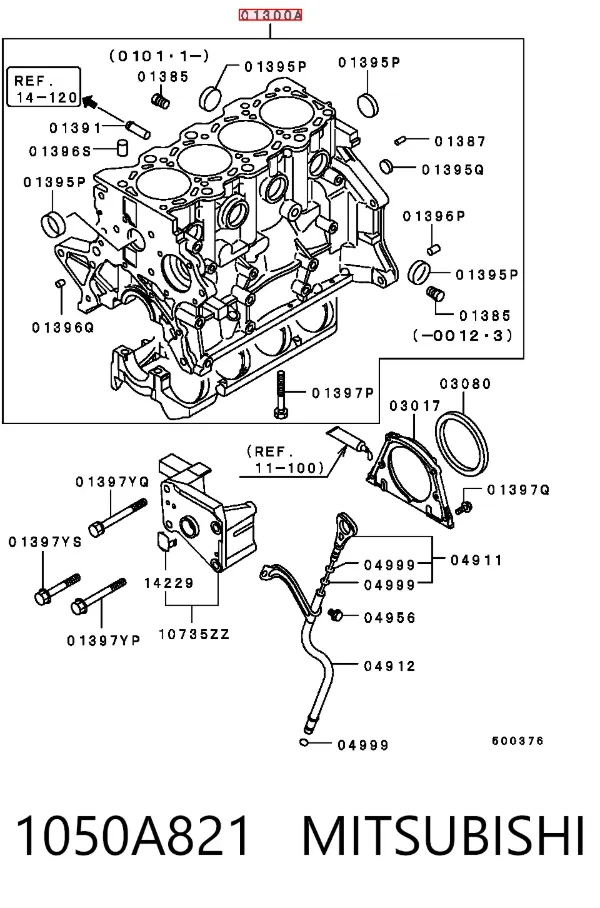 Блок цилиндров двигателя 1050A821 Mitsubishi