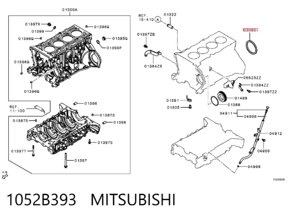 Сальник коленвала задний 1052B393 Mitsubishi