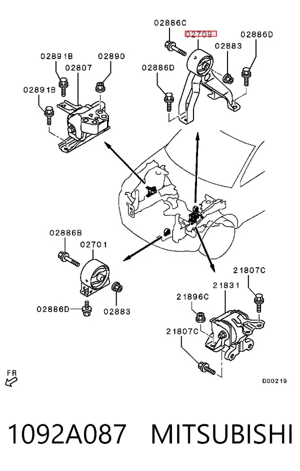 Задняя опора двигателя 1092A087 Mitsubishi