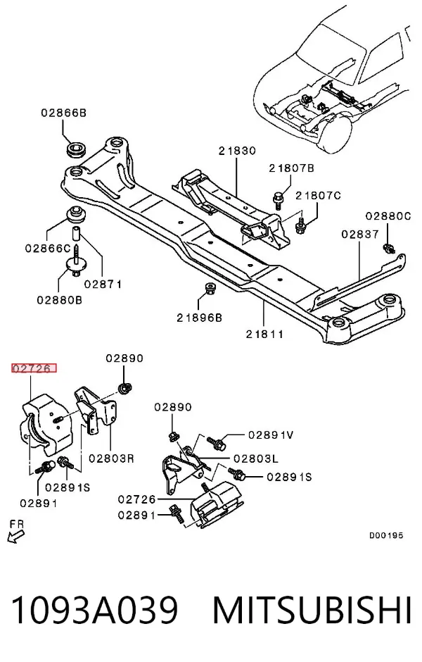 Левая/правая опора двигателя 1093A039 Mitsubishi