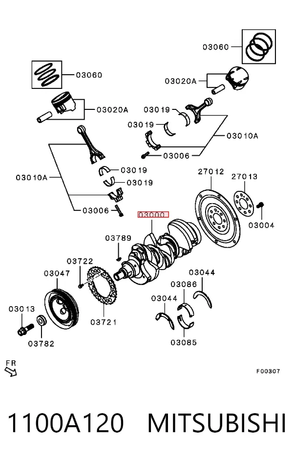 Коленвал 1100A120 Mitsubishi