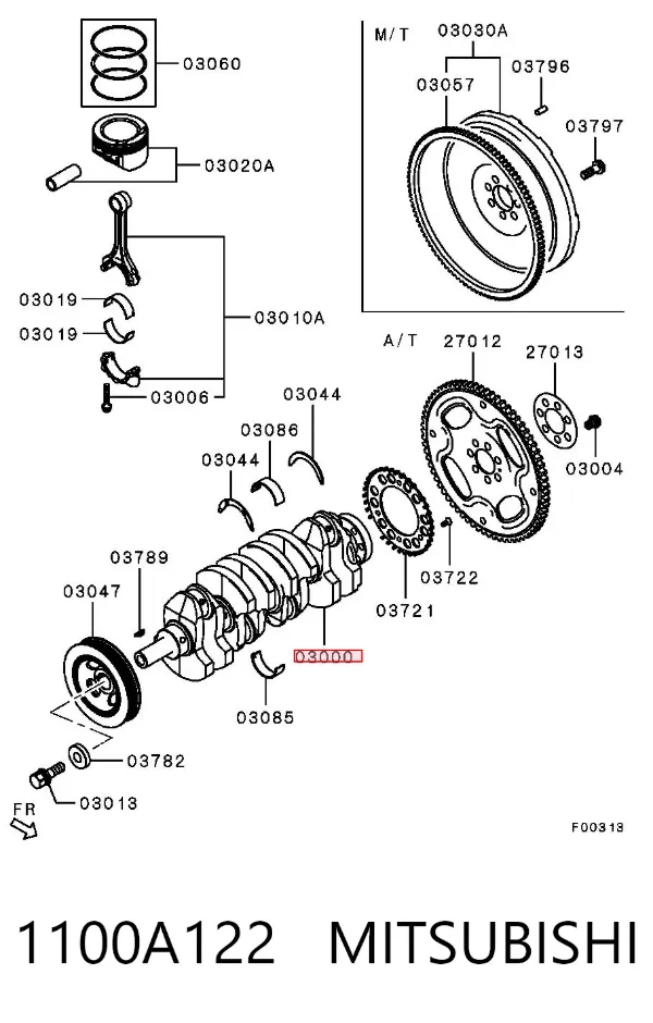 Коленвал 1100A122 Mitsubishi
