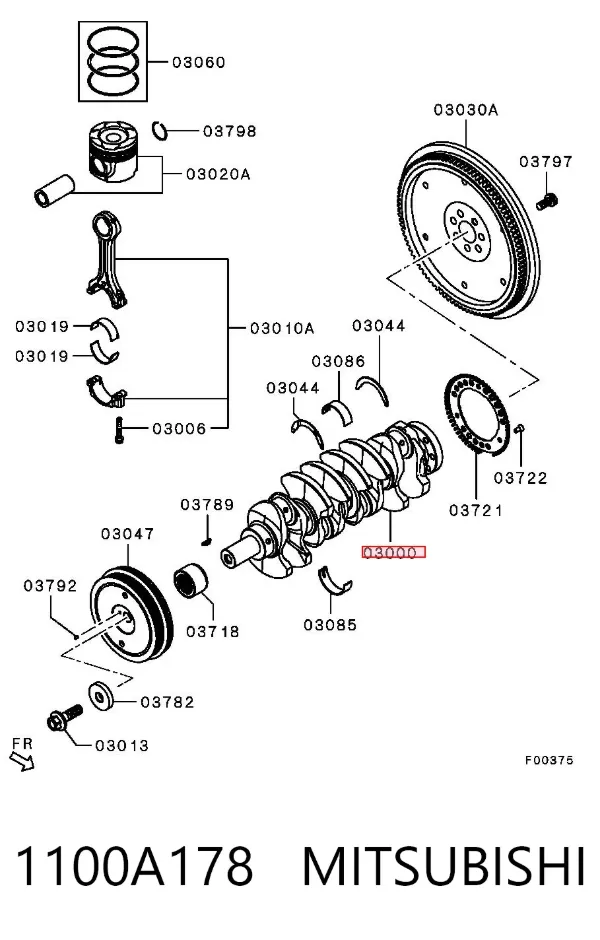 Коленвал 1100A178 Mitsubishi