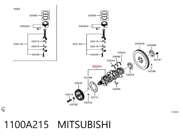 Коленвал 1100A215 Mitsubishi