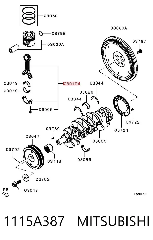 Шатун поршня двигателя 1115A387 Mitsubishi