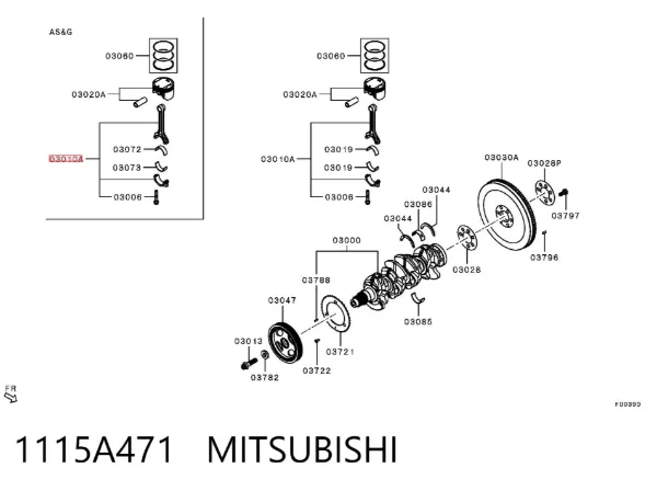 Шатун поршня двигателя 1115A471 Mitsubishi