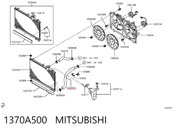Нижний шлаг радиатора охлаждения 1370A500 Mitsubishi