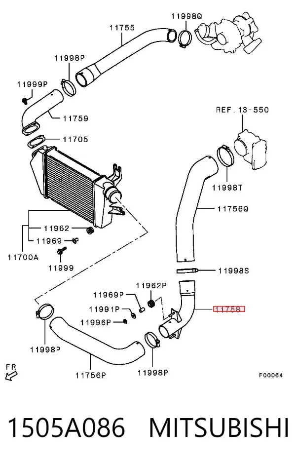 Патрубок интеркулера 1505A086 Mitsubishi