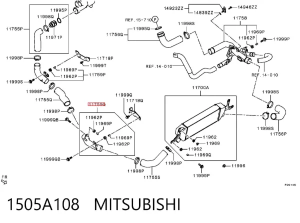 Патрубок интеркулера 1505A108 Mitsubishi