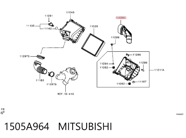 Впускной патрубок воздушного фильтра 1505A964 Mitsubishi