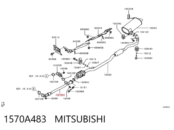 Приёмная труба 1570A483 Mitsubishi
