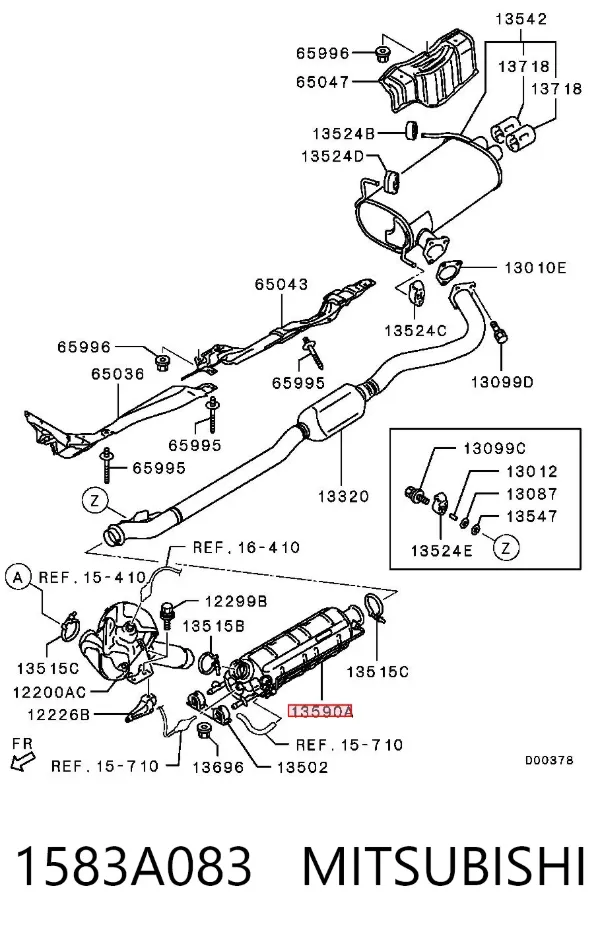 Передняя часть глушителя 1583A083 Mitsubishi