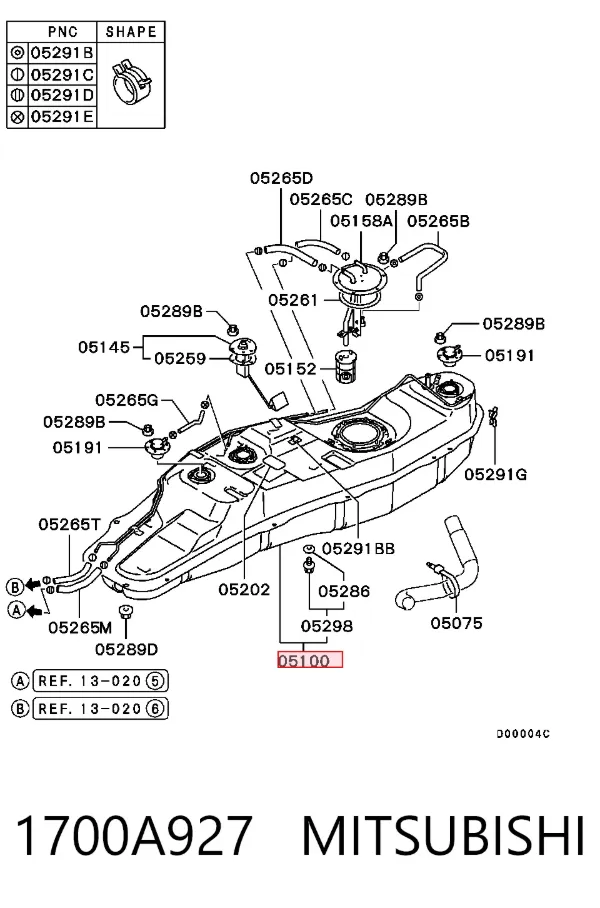 Бензобак 1700A927 Mitsubishi