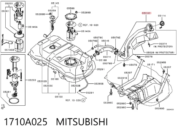 Горловина топливного бака 1710A025 Mitsubishi