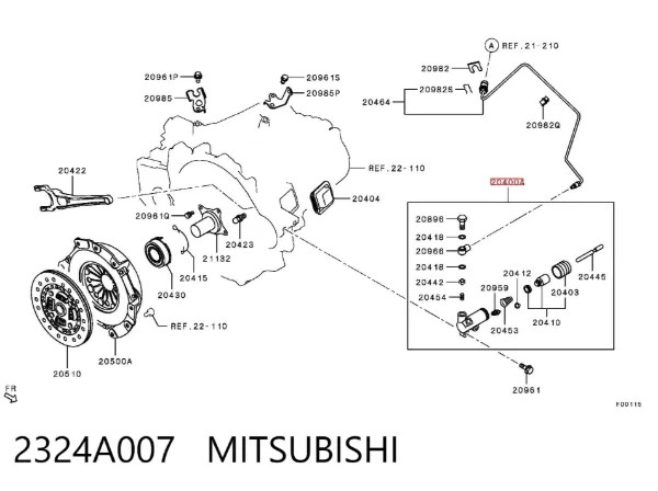 Рабочий цилиндр сцепления 2324A007 Mitsubishi