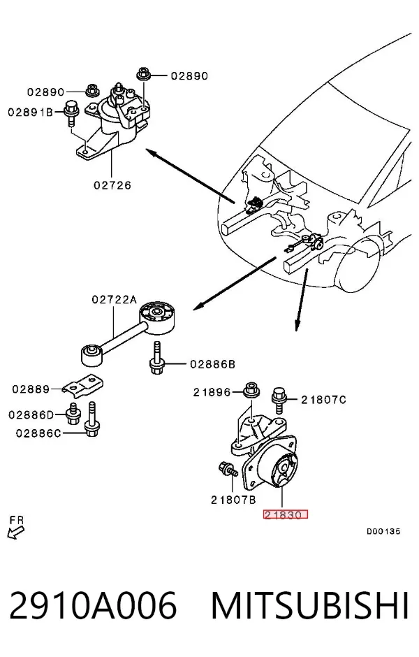 Левая подушка двигателя 2910A006 Mitsubishi