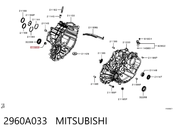 Пробка заливная заднего/переднего моста 2960A033 Mitsubishi