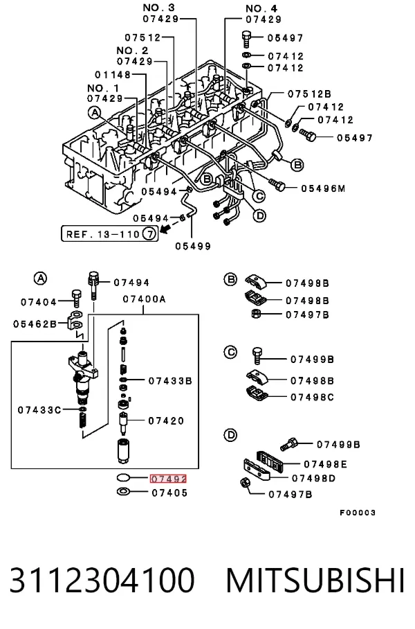 Кольцо форсунки 3112304100 Mitsubishi