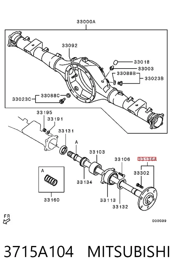 Полуось задняя левая 3715A104 Mitsubishi