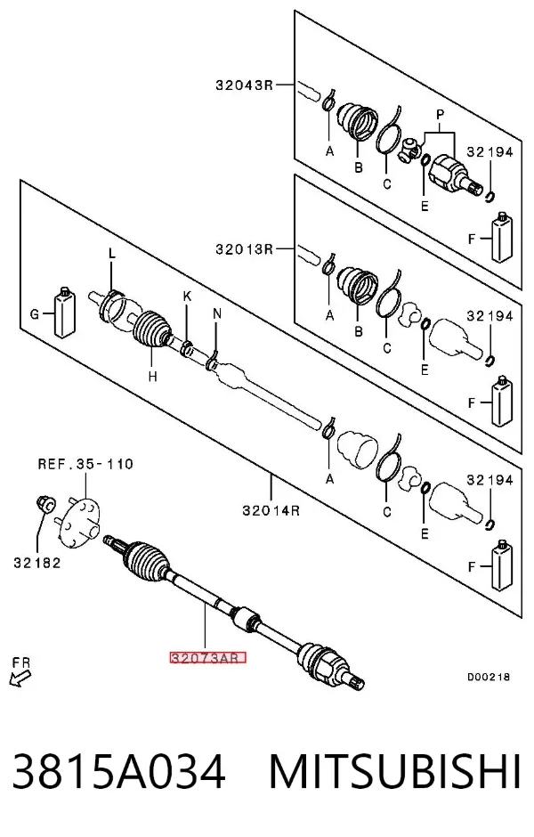Правая полуось 3815A034 Mitsubishi