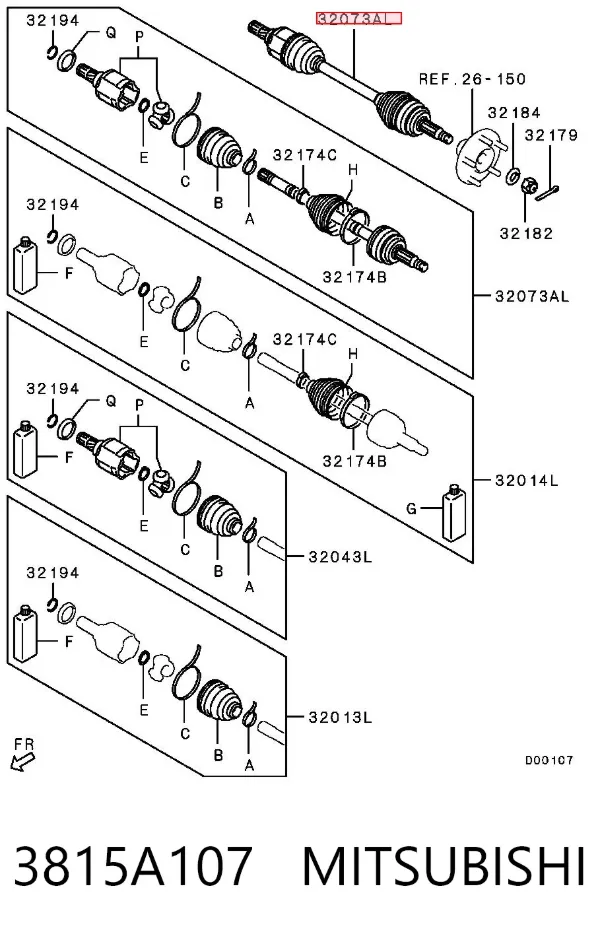 Левая полуось 3815A107 Mitsubishi