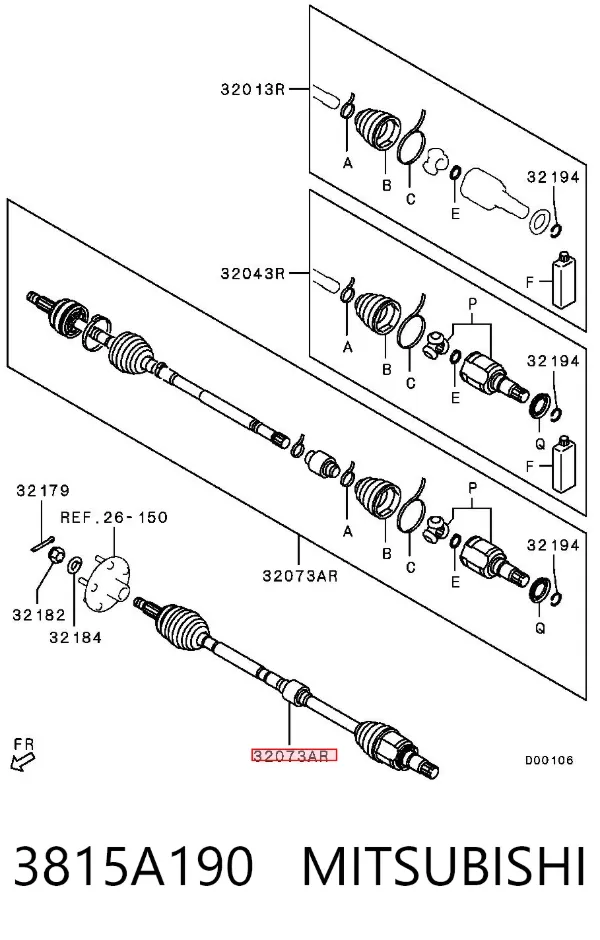 Правая полуось 3815A190 Mitsubishi