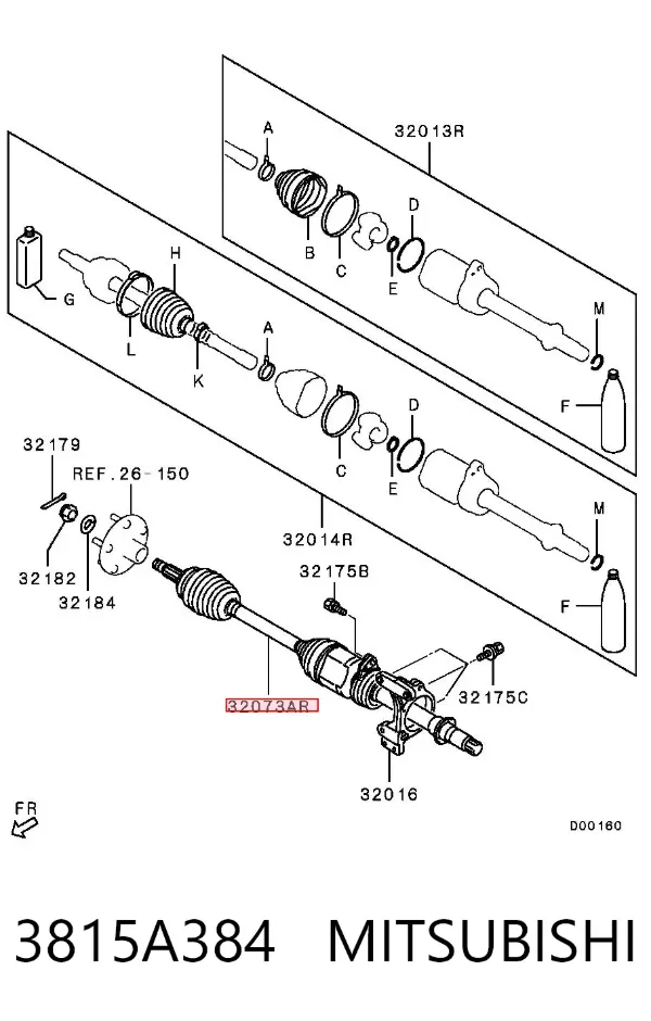 Правая полуось 3815A384 Mitsubishi