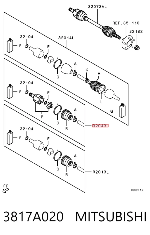 ШРУС внутренний 3817A020 Mitsubishi