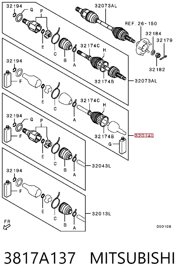 Пыльник ШРУСа наружный 3817A137 Mitsubishi