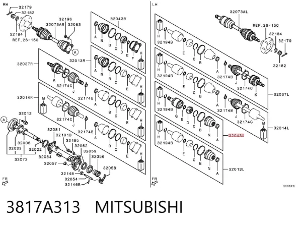 Шрус внутренний левый 3817A313 Mitsubishi