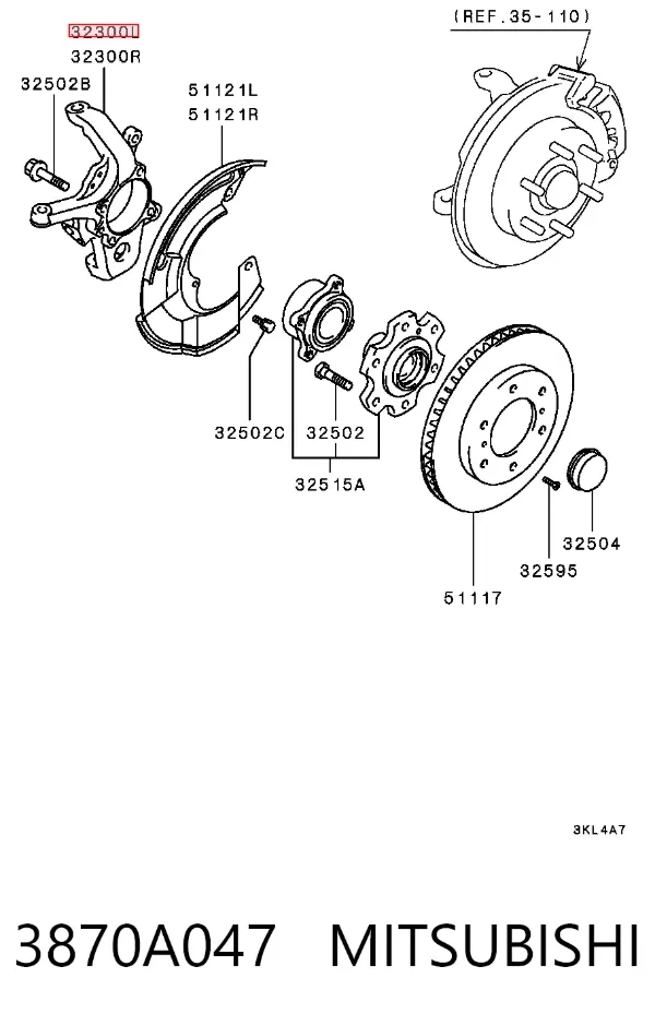 Цапфа передняя левая 3870A047 Chrysler