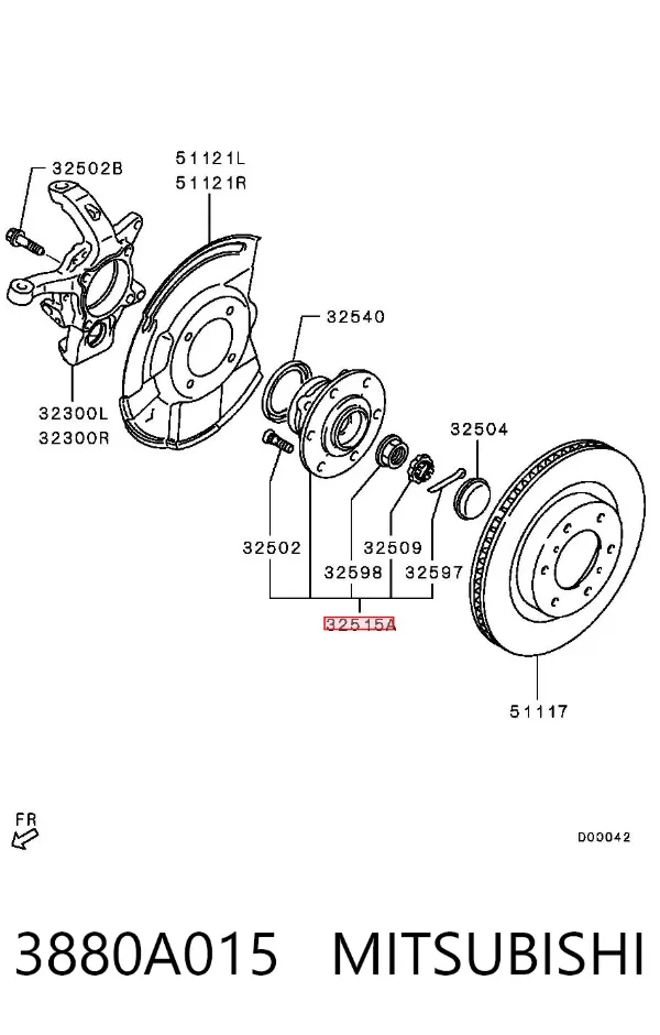 Передняя ступица 3880A015 Mitsubishi