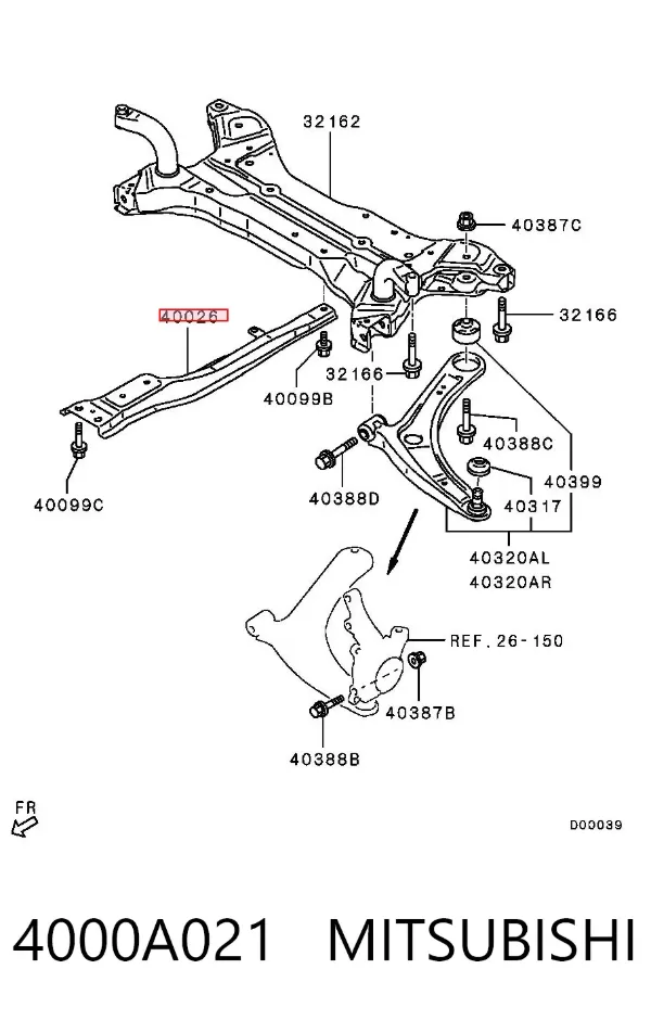 Балка крепления двигателя 4000A021 Mitsubishi