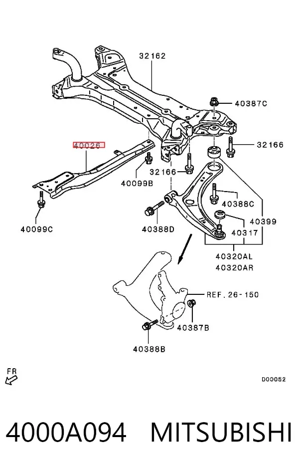 Балка крепления двигателя 4000A094 Mitsubishi
