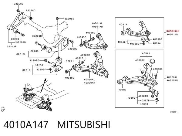 Рычаг передней подвески верхний левый 4010A147 Mitsubishi