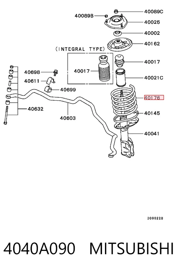 Передняя пружина 4040A090 Mitsubishi