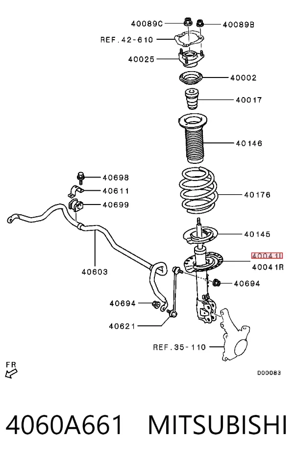 Амортизатор передний левый 4060A661 Mitsubishi